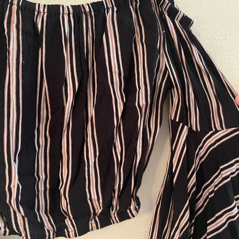 Striped off shoulder crop top size small